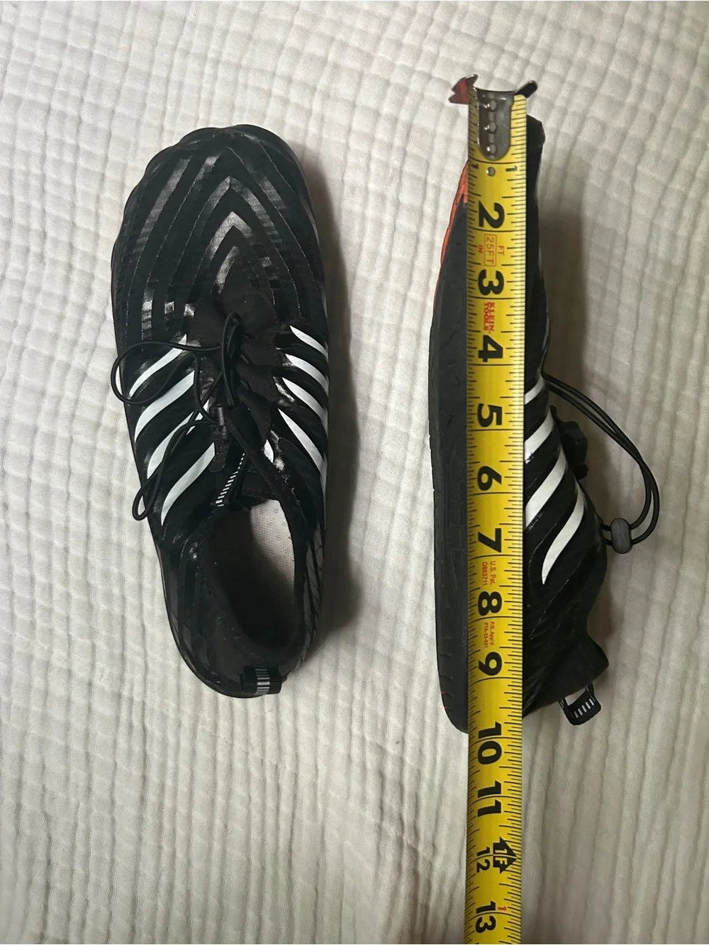 Black Barefoot Athletic-Style Shoes with White Stripes